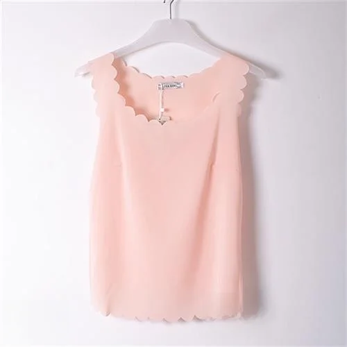 

Ele Scallop Trim Ne Tank Top plus Size Casual Crew Ne Svel Regular Fit Color Women's plus Size Clothing