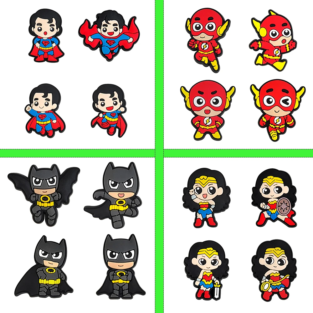 4-20pcs Superhero Movie Cartoon Shoe Charms for Clogs Sandals Decoration Accessories Shoe Buckle for Friends Gifts