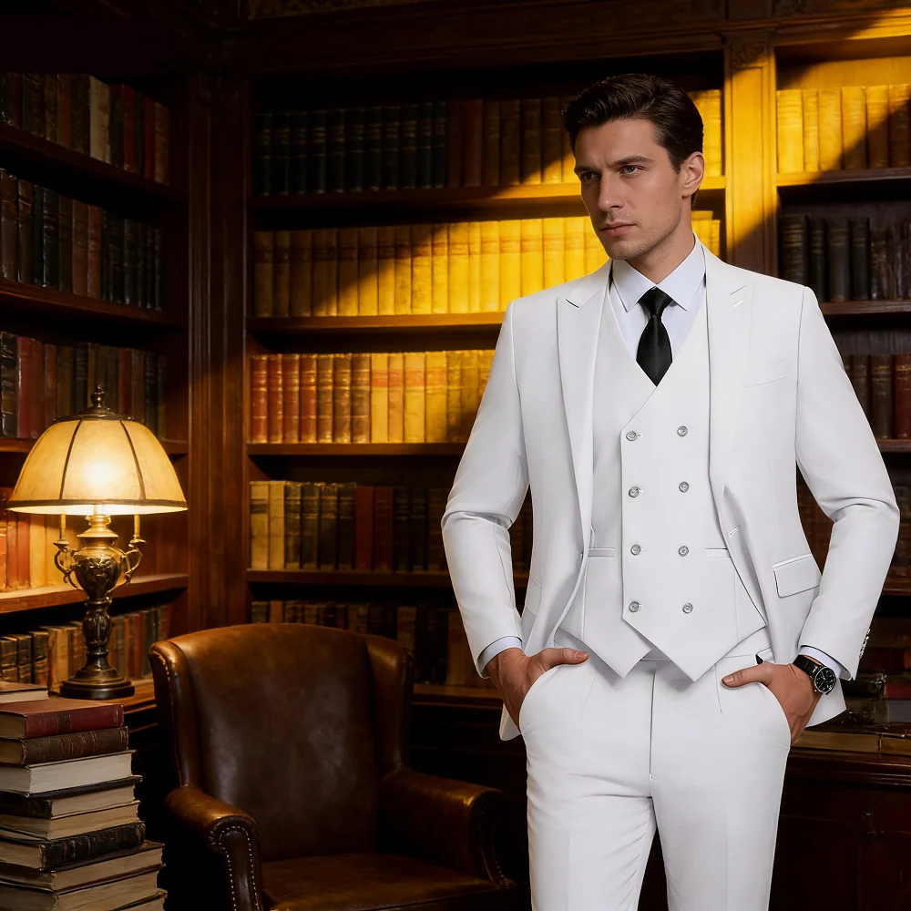 

Men's Elegant Pink 3-Piece Suit Casual Blazer Jacket Vest Trousers Ensemble Notch Lapel Slim Fit Wedding Ternos Homme