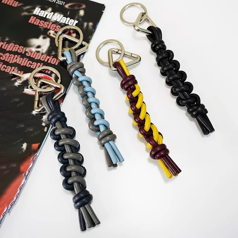 Leather two-color woven charm for women's bag fashion high-end keychain pendant car keychain bag pendant bag accessories