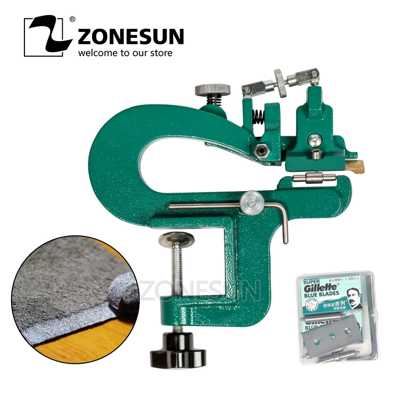 Zonesun Manual Leather Craft Paring Machine Edge Skiving Hand Leather Peeler Tool Leather Paring Device Edge Cut Splitter Skiver