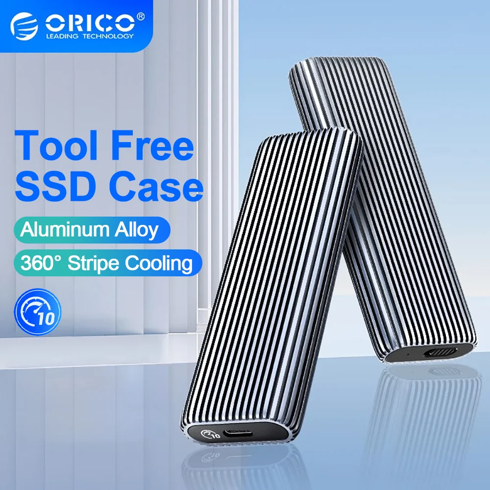 

ORICO Tool Free Aluminum M2 NVMe SSD Enclosure 10Gbps PCIe Type C M.2 SSD Case NVMe M Key Solid State Drive Case Support UASP