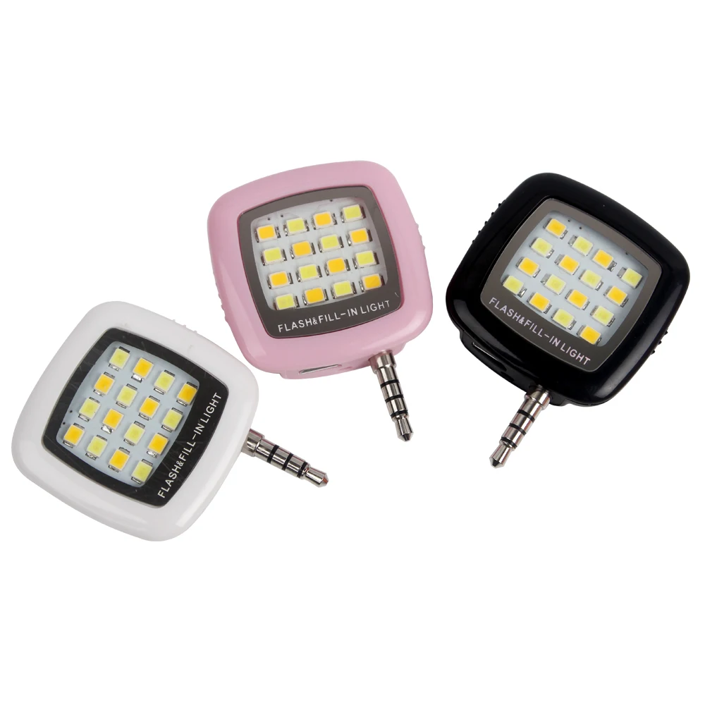 LED فلاش ملء الضوء 16 المصابيح آيفون IOS أندرويد 3.5 ملم الهاتف الذكي المحمولة كاميرا الهاتف الخليوي قابلة للشحن البسيطة
