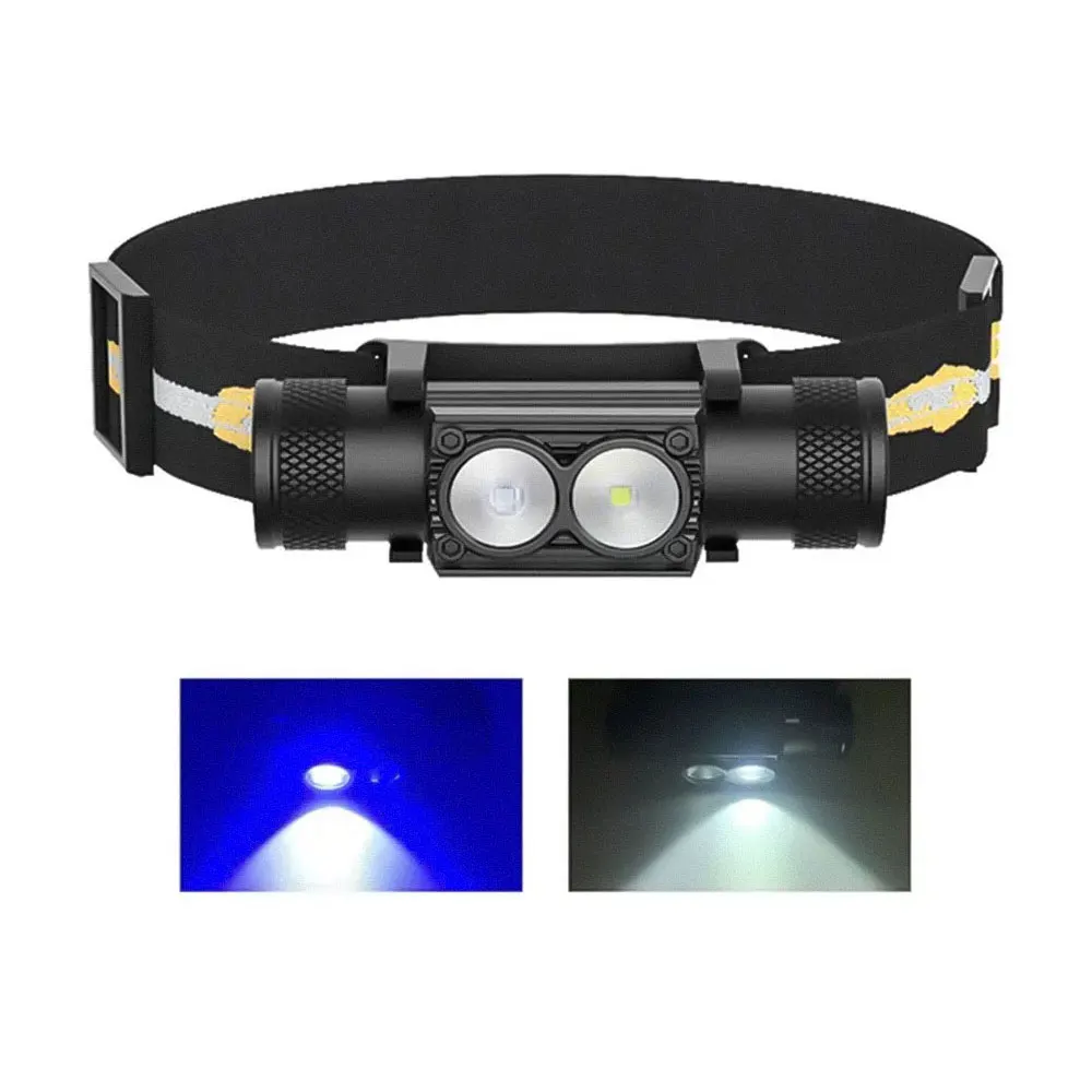 Newest LED Headlamp High Power White Blue Headlight 18650 Rechargeable USB Type-C Torch Camping Hunting Flashlight Lamp