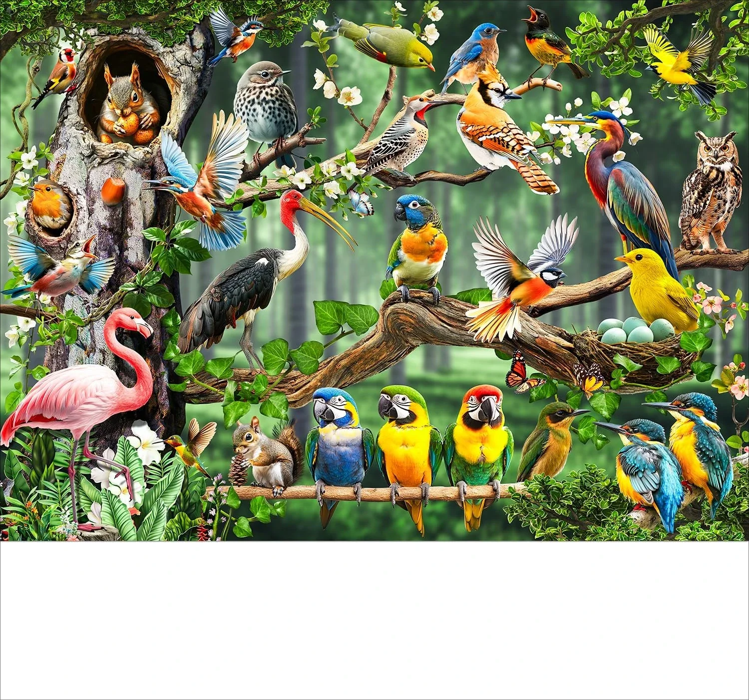 

300/500/1000pcs Colorful Birds Party Paper Puzzle Adult Jigsaw Puzzle Cute Design Gift for Family Bedroom Home School Wall Decor
