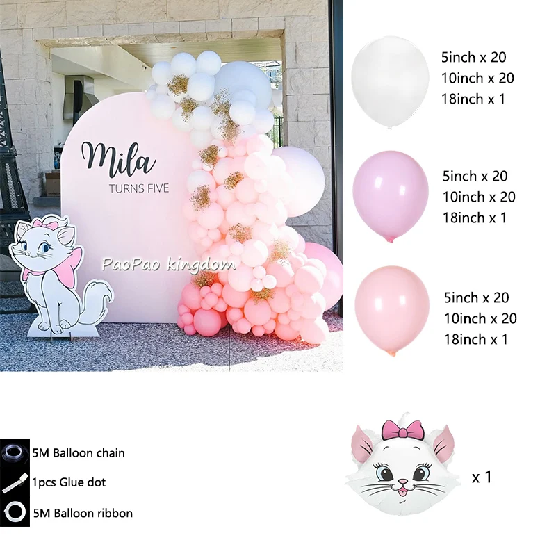 Rosa Marie-Katzen-Themen-Ballons Girlanden-Bogen-Set Kindergeburtstag Baby-Shower Dekoration Party-Spielzeug Geschenk-Zubehör – Detail 15