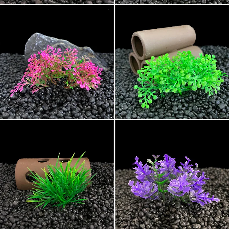 1pc Mini Simulation Artificial Plants Aquarium Water Weeds Ornament Green Aquatic Grass Plant Fish Tank Underwater Landscapes