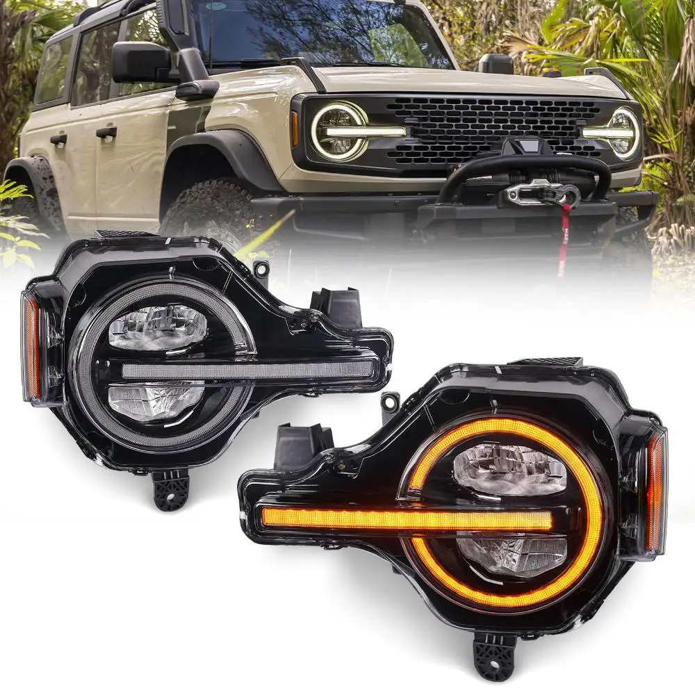 

Car Mods Headlight Assembly Yellow Daytime Running Lights Suitable For 21-25 Years BRONCO Ford Raptor Version