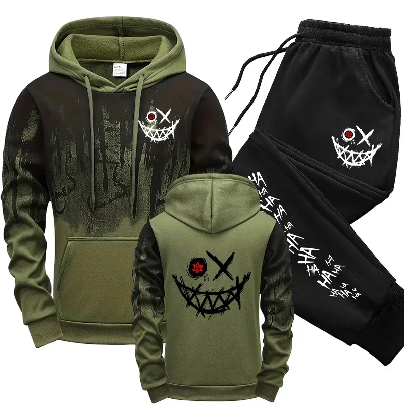 Herenhoodieset, comfortabele sporthoodie, gepersonaliseerd graffitipatroon
