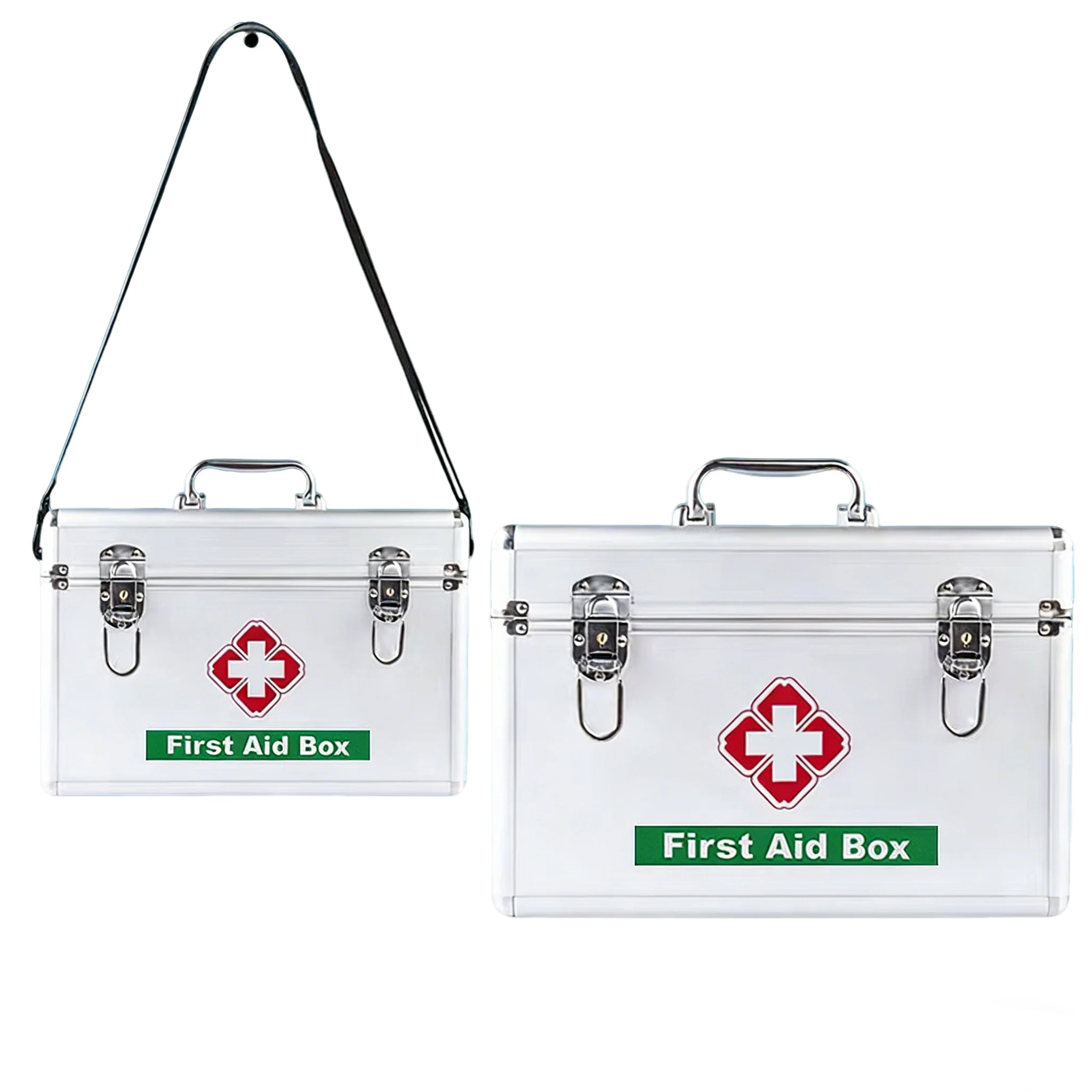 10/12/14/16inches Portable Medicine Suitcase First Aid Box with Shoulder Strap Medical Box Aluminum Alloy Family Storage Box