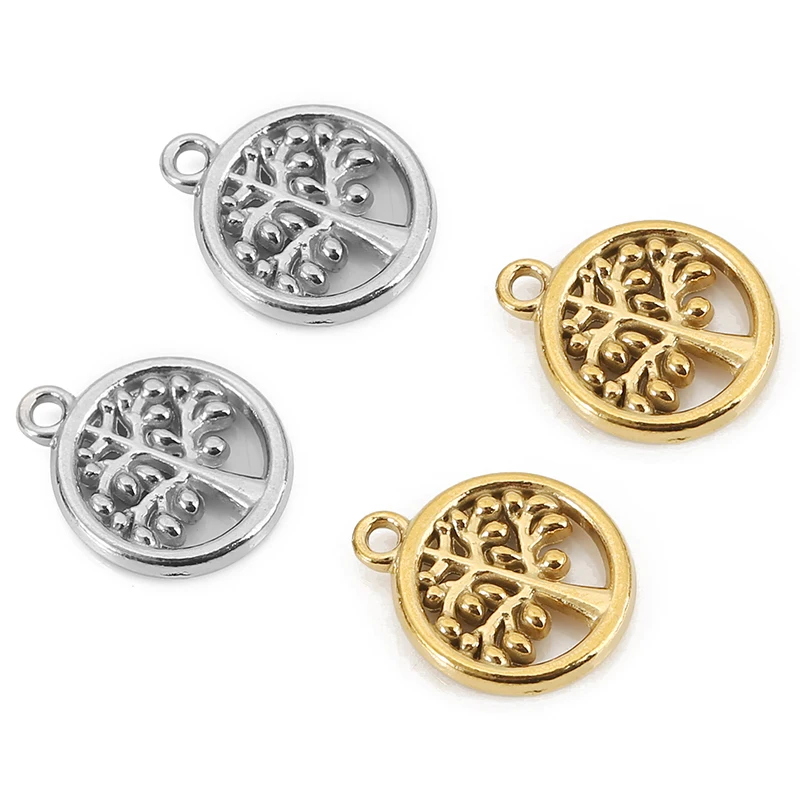 

5pcs Never Fade Stainless Steel Bracelet Charms Lot PVD Tree Charms Necklace Pendants for DIY Earring Making Jewelry Findings