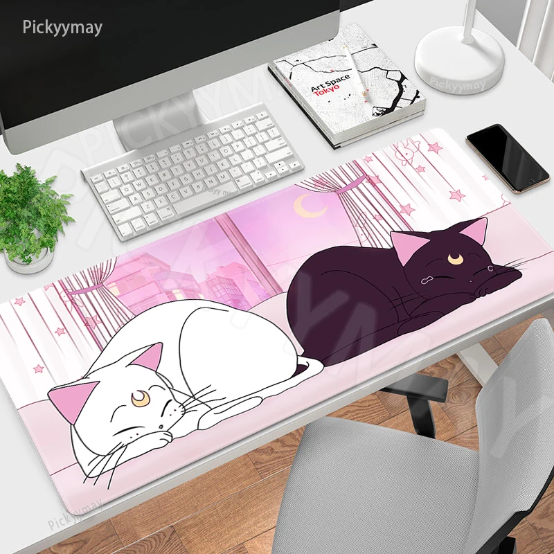 

Pink Mouse Pad Cute Cat Large Gamer Mousepad Keyboard Mat XXL Mouse Mats 900x400mm Rubber Desk Pad Kawaii Table Rugs Gifts