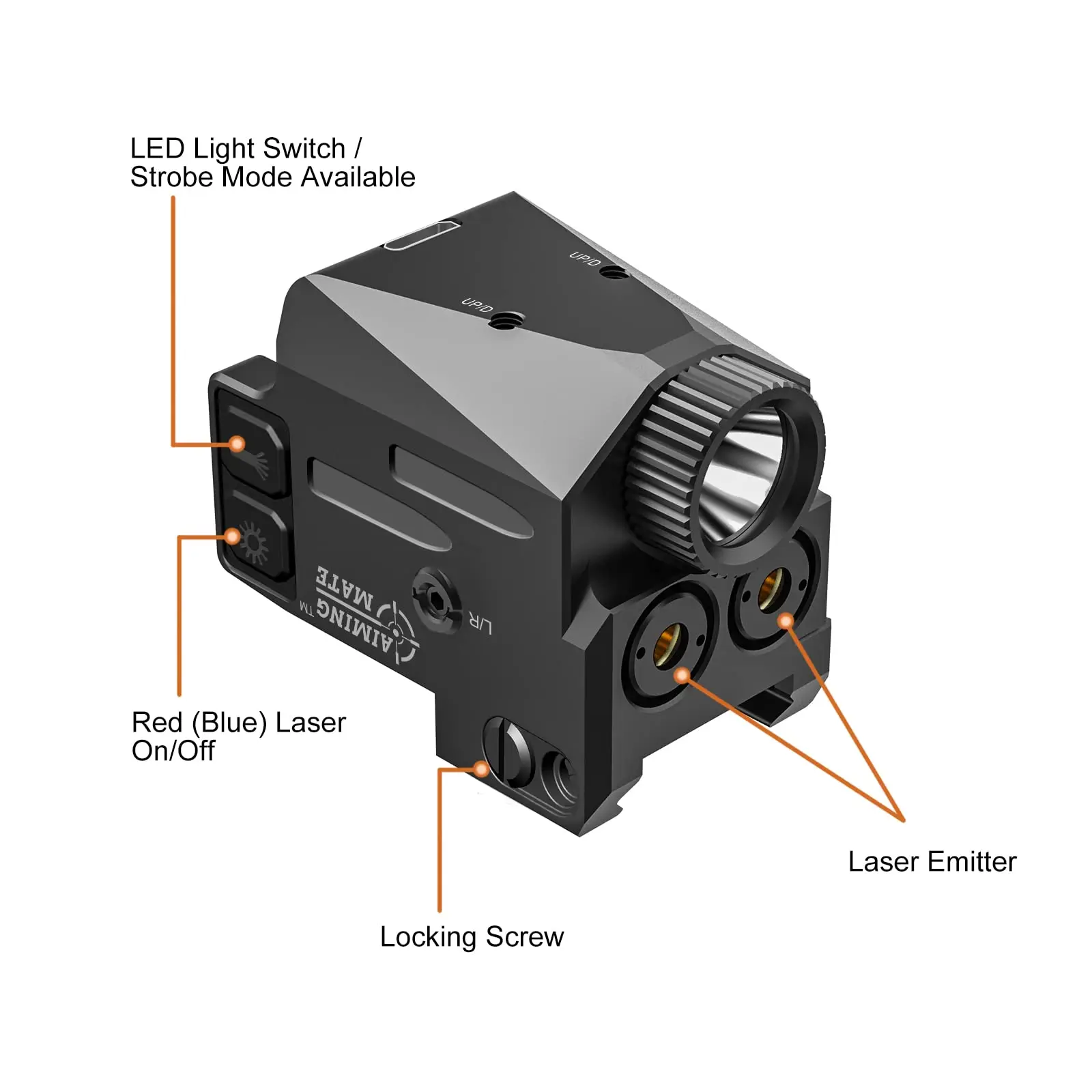 Mini lampe de poche 2 en 1 aste par USB, 500 lumens, avec visée laser magnétique, pour pistolets, équipement de chasse Airsoft