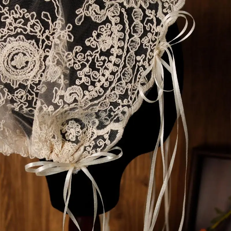 A52E Unchanging Lace Wedding Curtain Headpiece Adjustable Band And Breathable Design For Season
