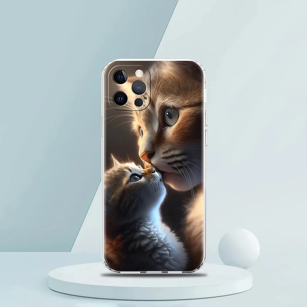 Kiss Cat Cute Kitten Phone Case for iPhone 15 14 13 12 Pro Max Transparent Soft for iPhone 11 Pro Max 7 8 Plus X XS XR SE Shell