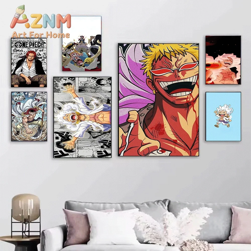 One Piece Anime Canvas Wall Art No Frame Luffy Zoro Shanks Manga Print Poster for Bedroom Living Room Home Wall Decor Artwork