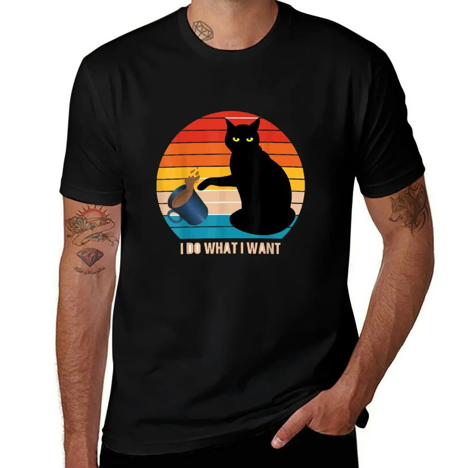 

Black cat i do what i want T-Shirt Man t-shirt summer clothes summer top mens funny t shirts