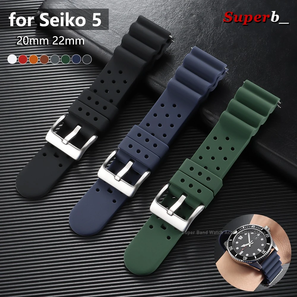 Silikon-Gummi-Uhrenarmband 20mm 22mm Herren-Taucherarmband Wasserdicht Sportarmband Schnellverschluss-Armband für Seiko 5 für Rolex Armband