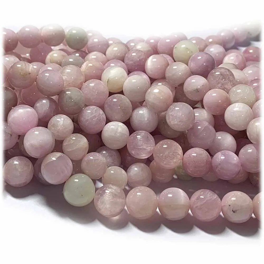 

Veemake Natural Green Pink Purple Kunzite Spodumene Hiddenite Cat's Eye Round Loose Beads Gemstone 08318