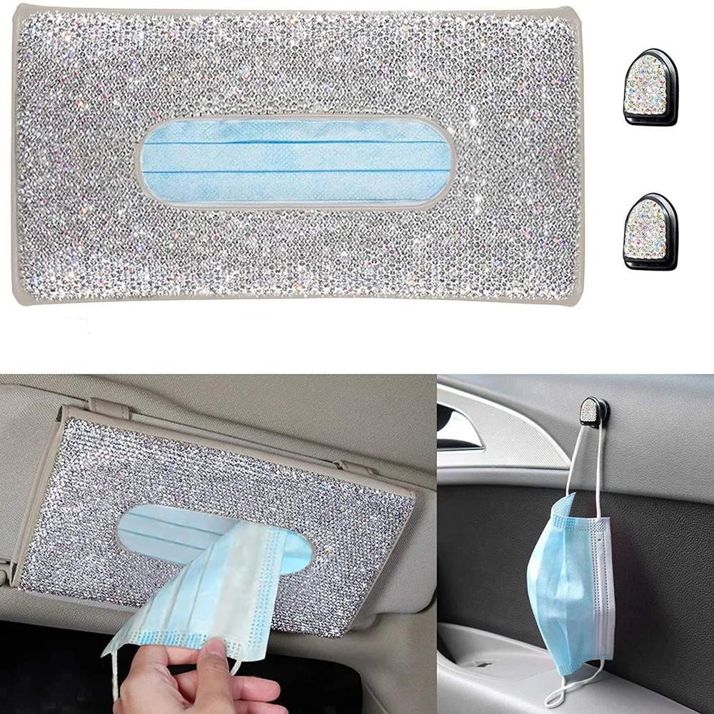 Car Hanging Tissue Box Pu Leather Durable Design Portable Easy Installation Wide Compatibility Car Storage Tools Towel Sets