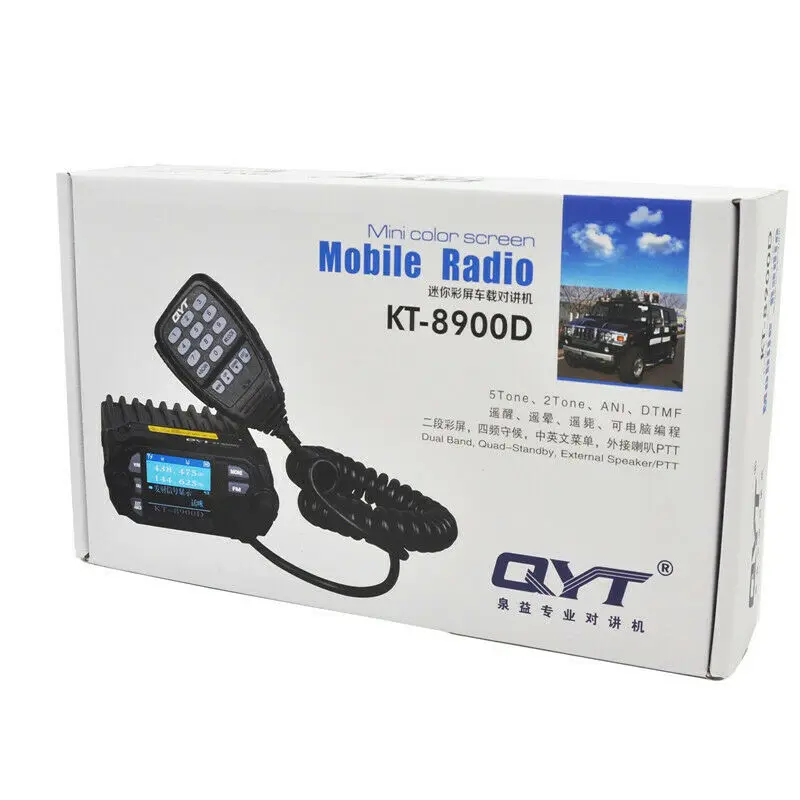 QYT KT-8900D Mini 25W Dual Band Quad Display UHF VHF Ham CB Car Radio FM Transceiver Station Walkie Talkie KT8900D Free Shipping