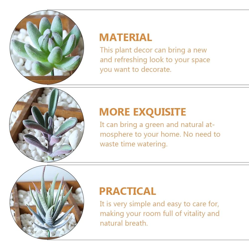 

8 Pcs Artificial Succulents PVC Greenery Faux Plant Decor Home Office Kitchen Living Room Desktop BookshelfSucculent Plant Decor
