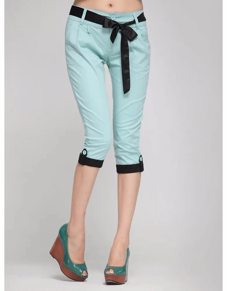 

new spring summer Fashion casual stretch brand female women girls calf-length pants