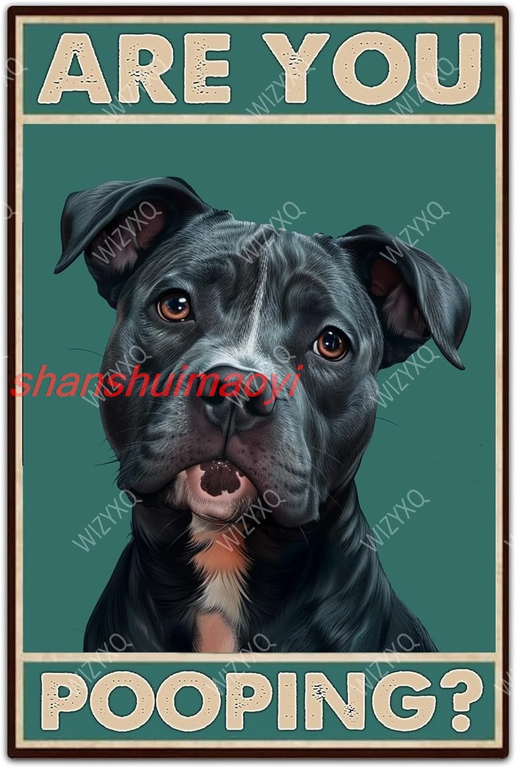 Dog Metal Signs Pitbull Are You Pooping Funny Tin Sign Vintage Aluminum Signs Wall Decor for Bathroom Toilet Yard 8×12 Inch sign