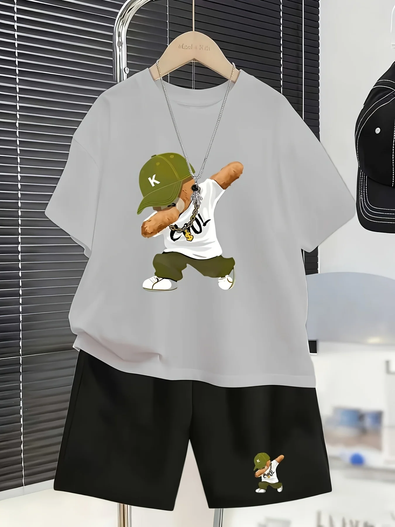 Young Boy Casual Summer Short Sleeve Suit, Fashionable Nifty Design Print Sport Spring Summer Boy Suit Suitable for Outdoor view 6