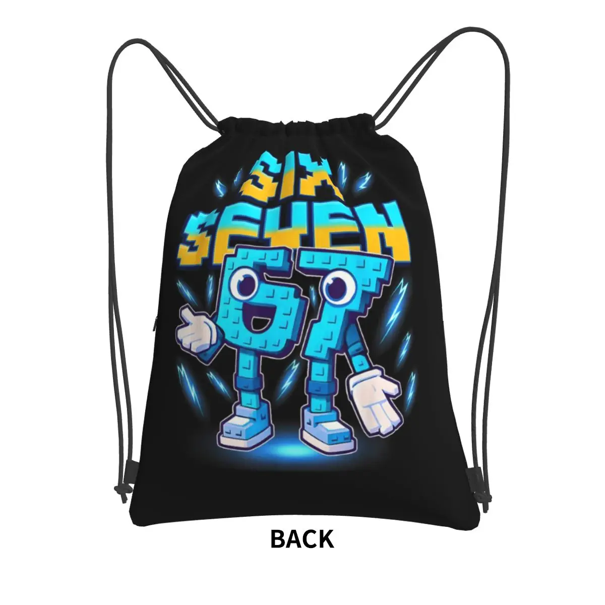 Number 67 Building Blocks Print Backpacks Casual Drawstring Bags Storage Bag Book Bags for Travel School
