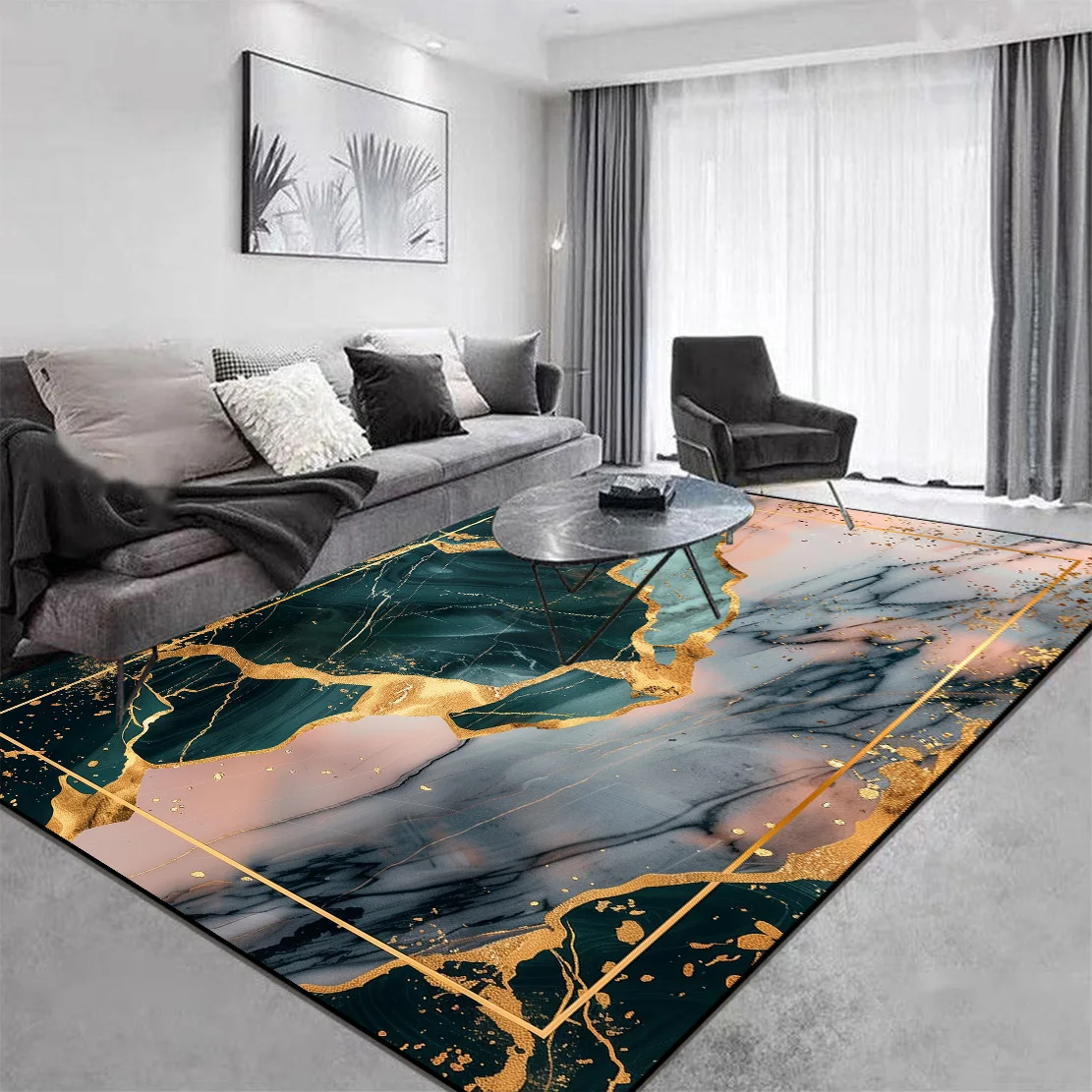 

Color Luxury Marble Carpet Living Room Decoration Coffee Table Large Area Soft Non-slip Rug Bedroom Cloakroom Entrance Floor Mat