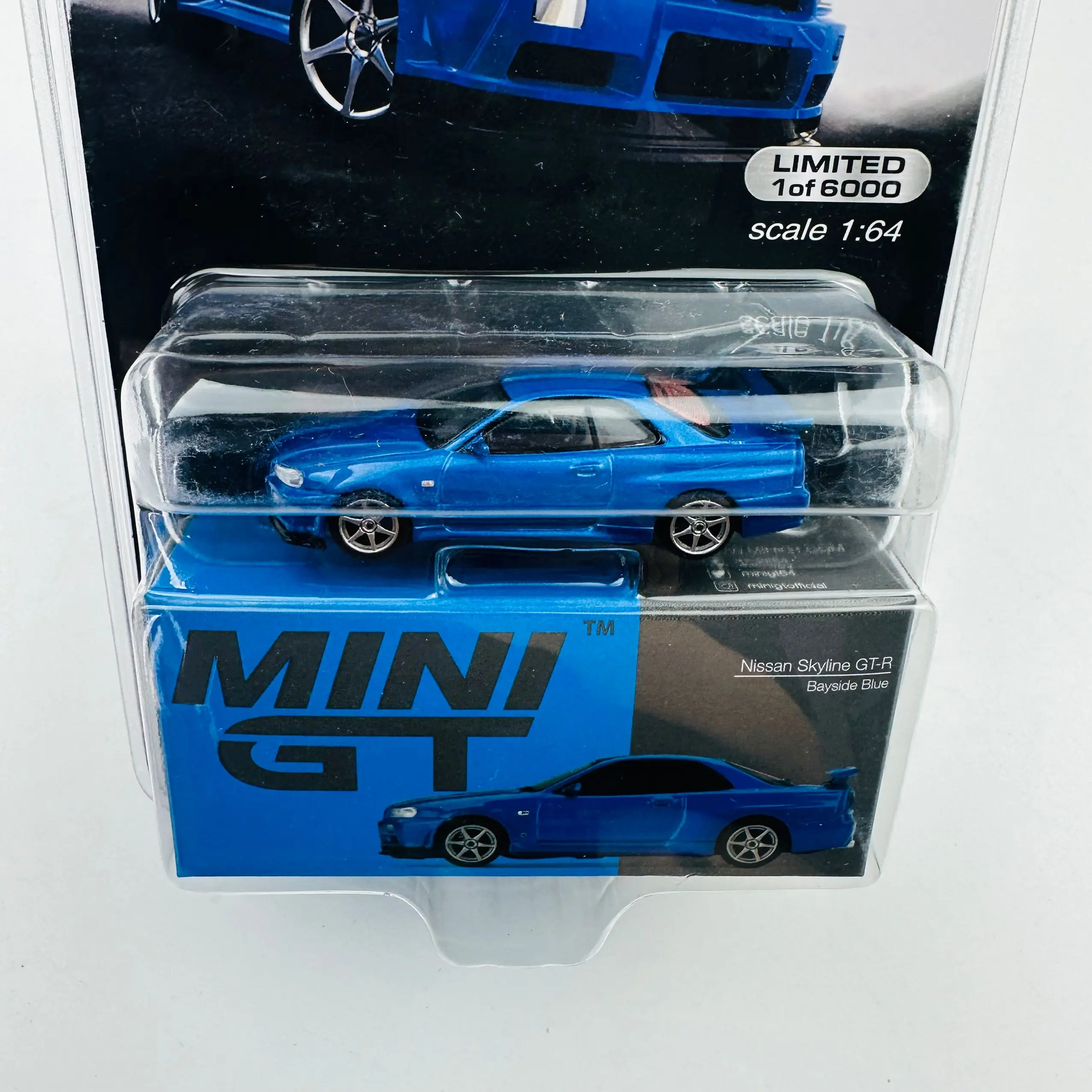 TSM Mini Gt 1/64 Minigt 341 Nissan Skyline GT-R (R34) V-Spec II Bayside Blue MJ Die-cast Alloy Car Model Collection