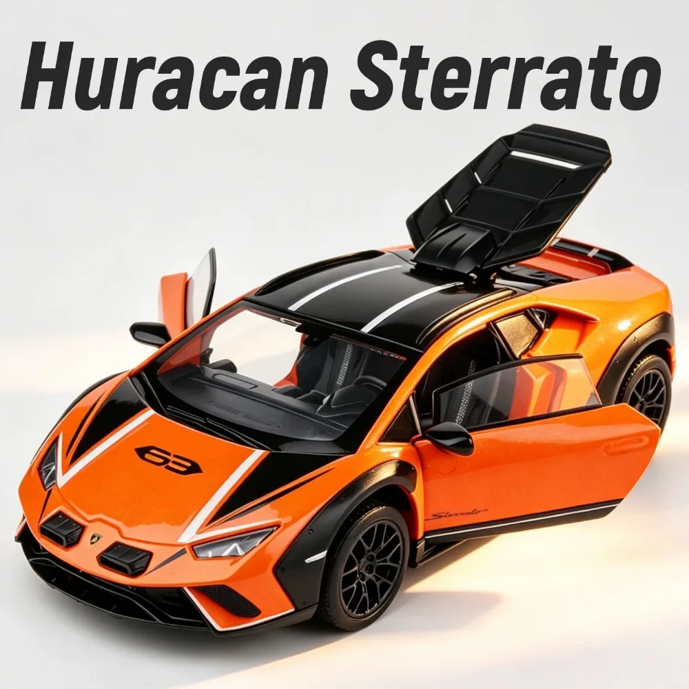 1:32 Scale Huracan Sterrato Sports Car Miniature Alloy Diecast Toy Model Doors Opened Pull Back Rubber Tires Vehice Friend Gifts