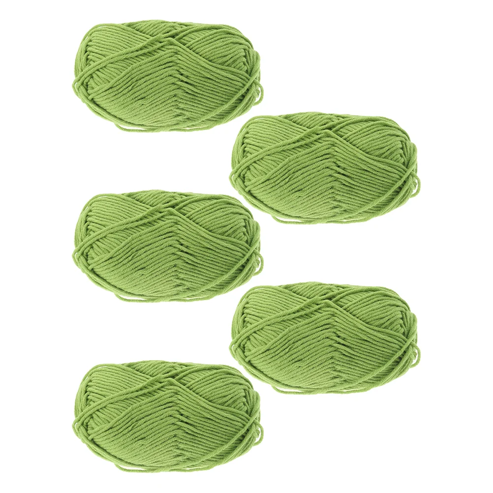 

5 Rolls Fluffy Yarn Milk Cotton Cord Roving Macrame Rope Green Crochet Knitting