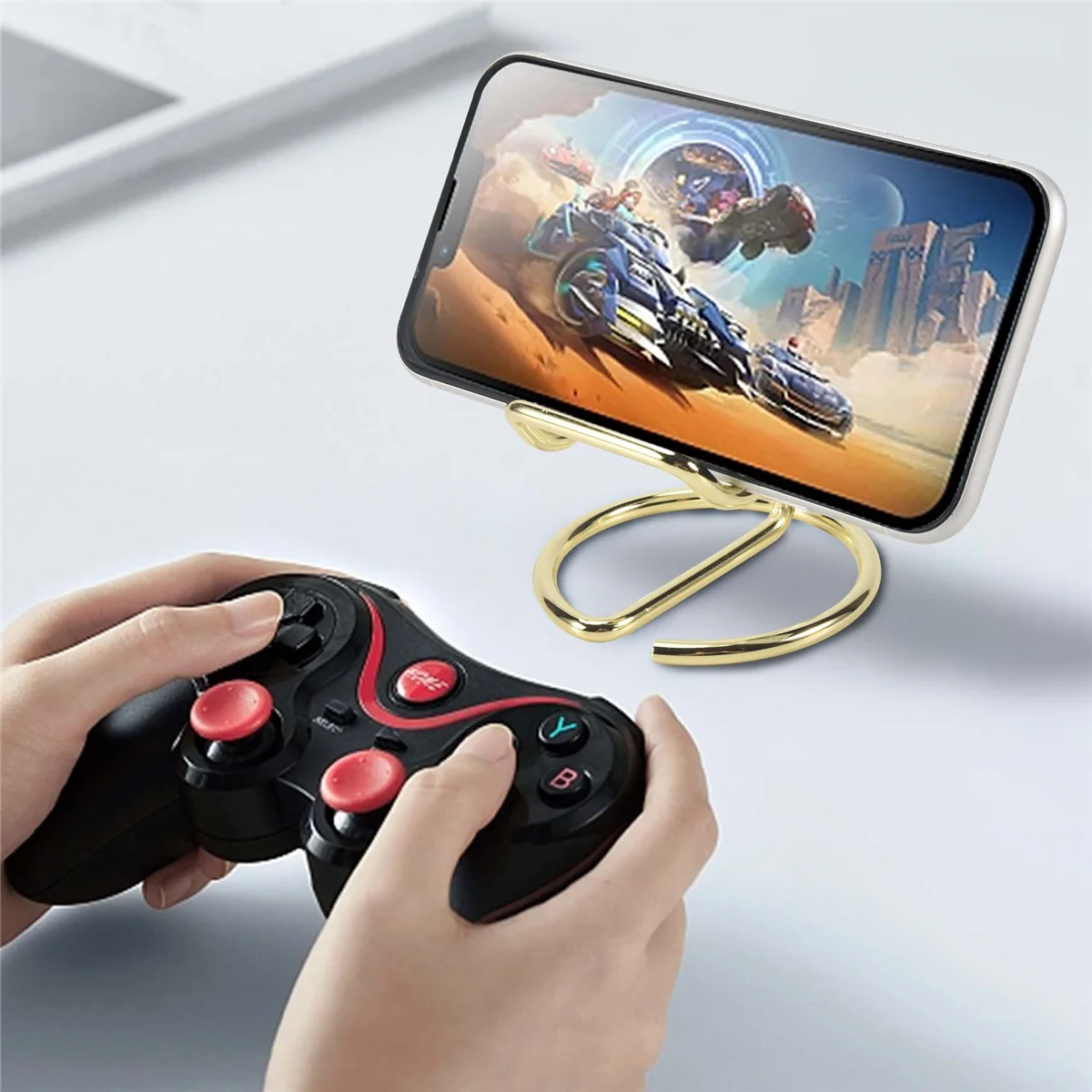 Porta biglietti da visita per scrivania, espositore per biglietti da visita in metallo, porta biglietti da visita da tavolo per ufficio (oro)