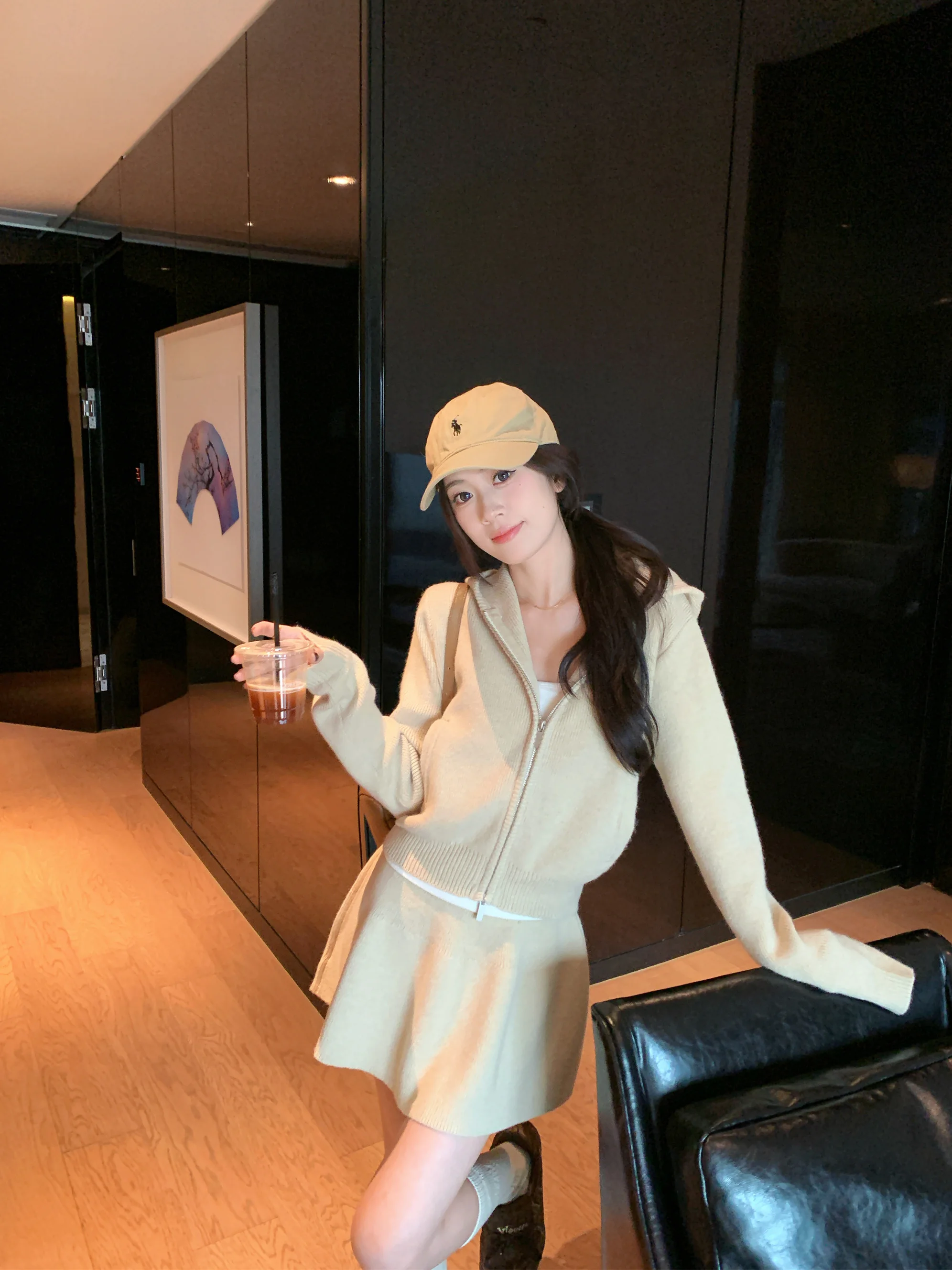 

Kumikumi Women's Zipper Hoodie Jacket And High Waist Skirt Two-Piece Set Casual Autumn Fashion plus Size Regular Fit