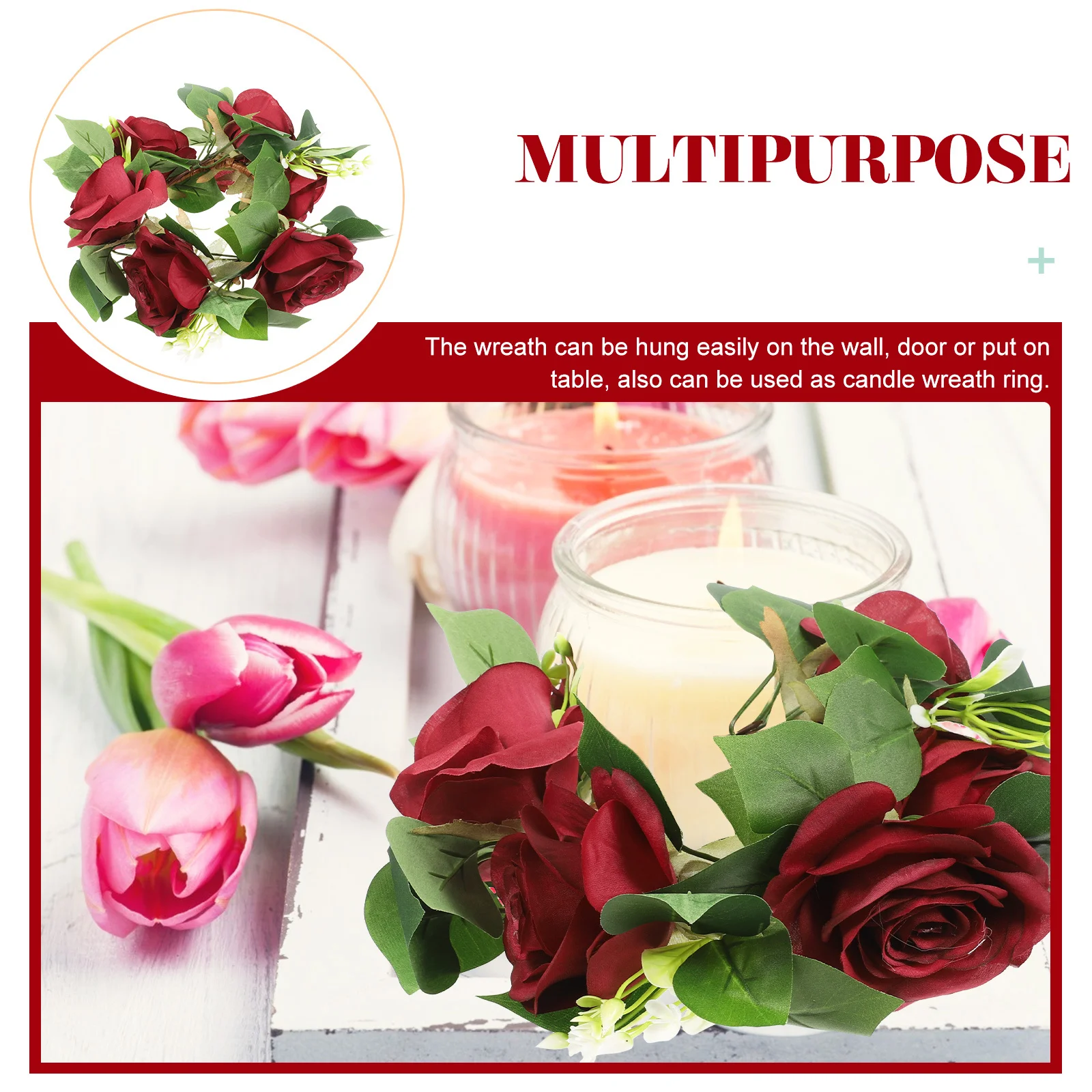 

Artificial Rose Ring Wedding Party Floral Wreath Decorative Table Centerpiece Home Decor Wedding Party Decoration