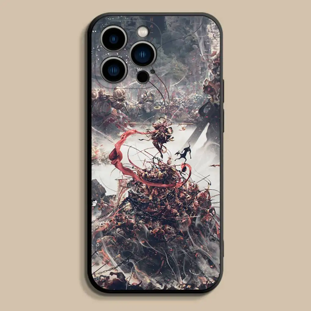 クールなブラックミス ウーコン iPhoneケース (iPhone 17、16、15、14、13、12、Pro、Max、Plus、E、SE4、Air、Mini対応) ブラック ソフトカバー