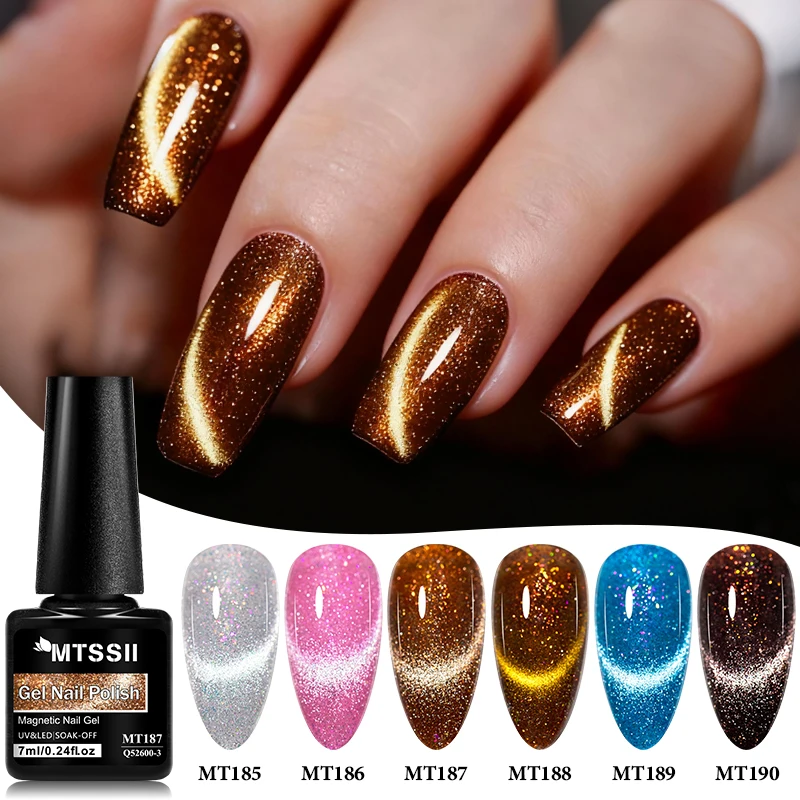 7ml sonho ilha gato gel magnético unha polonês espumante brilho 6 cores, com alta saturação brilhante gel magnético da arte do prego