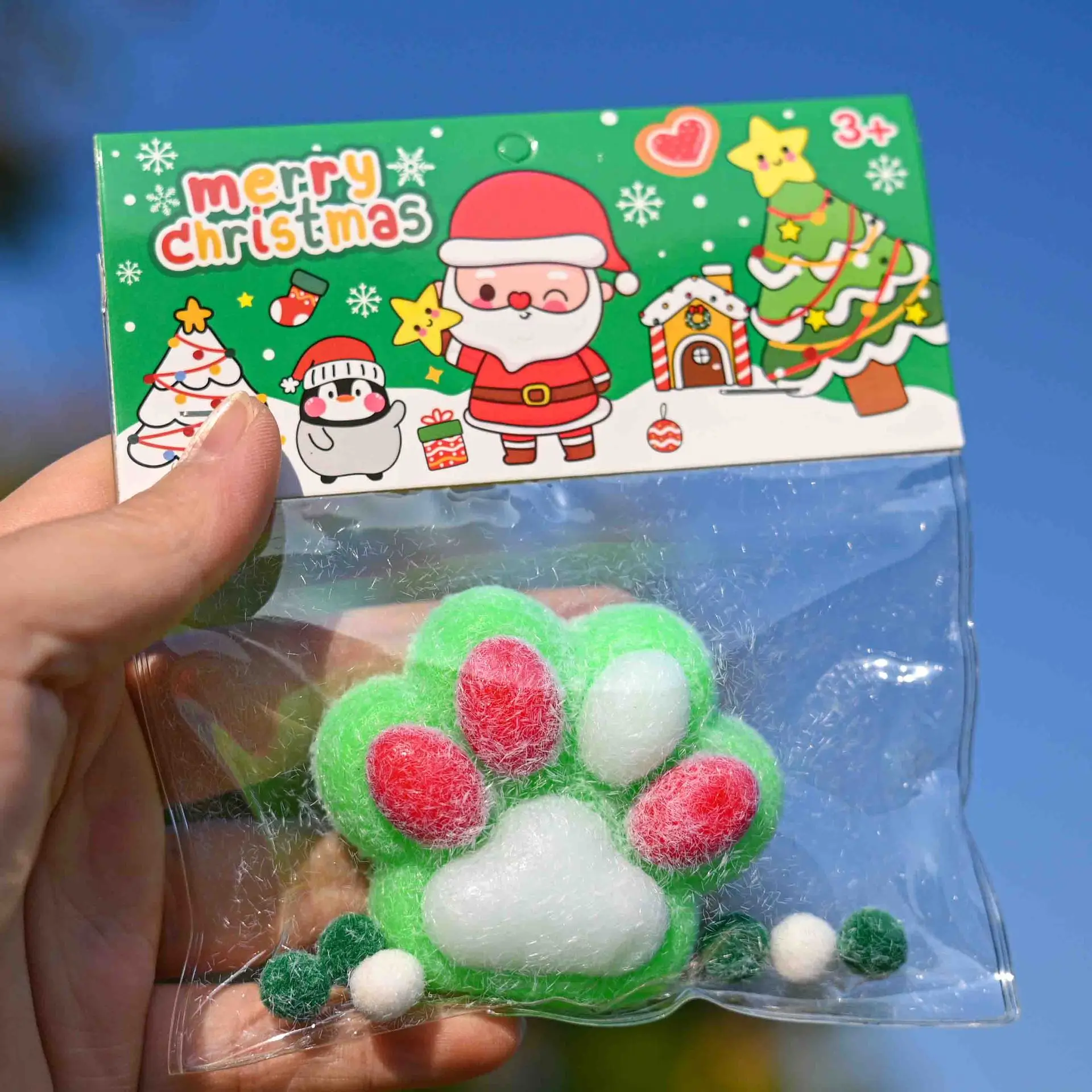 1 Uds. Juguetes relajantes suaves y pegajosos para aliviar el estrés, bonitos juguetes navideños para apretar con forma de pata de gato, descompresión y pellizco, juguete para regalo