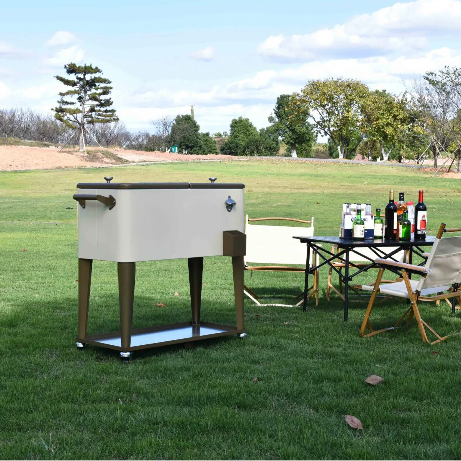 

Outdoor Metal Insulated Cart Camper Insulated Box Ice Bucket