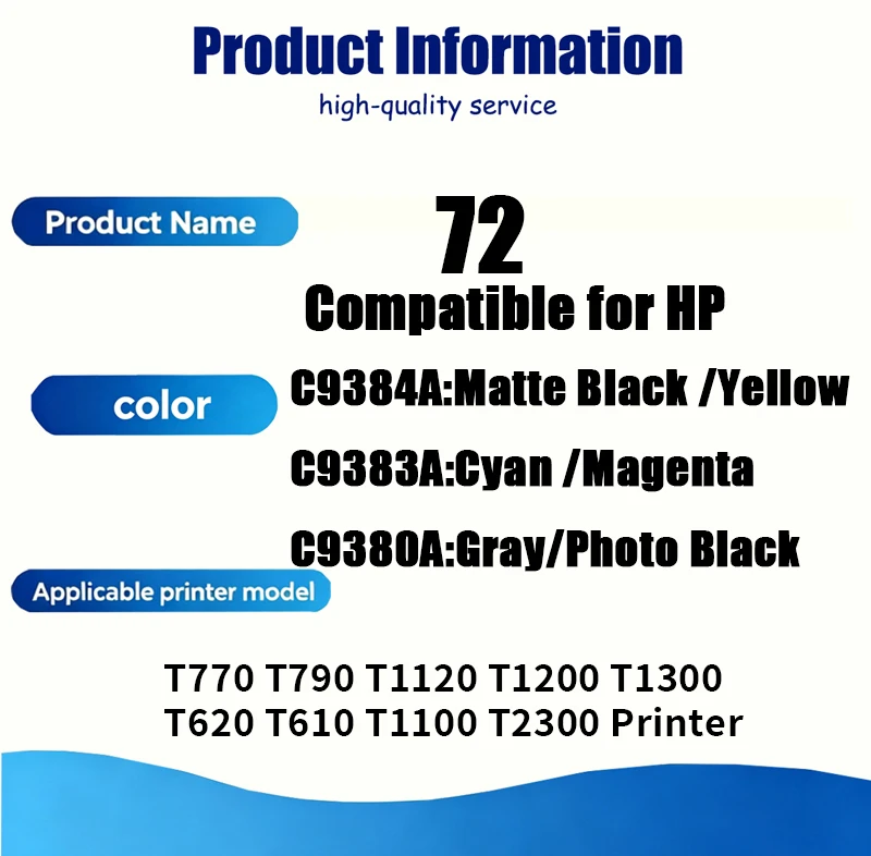 3 pcs 1 set C9380A C9383A C9384A Print Head For HP 72 Compatible For HP T770 T790 T1120 T1200 T1300 T620 T610 T1100 T2300printer