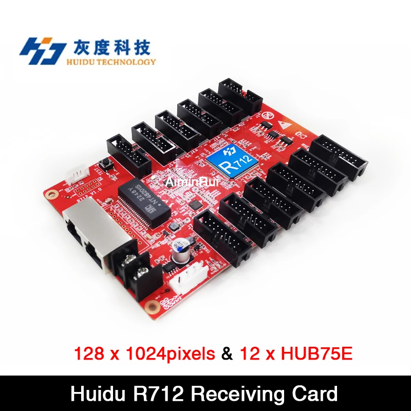 

Huidu HD-R712 Receiving Card Work With HD-T901 ,HD-C16C ,HD-A3 , HD-VP210, 12 x HUB75E Port ,128 * 1024pixels