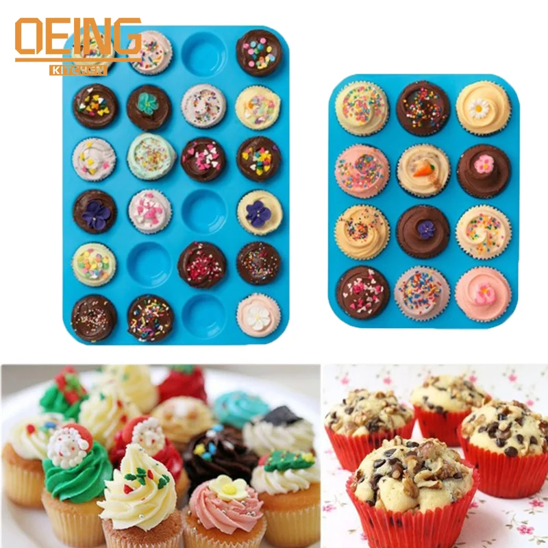 

Mini Muffin 12/24 Holes Silicone Round Mold Cupcake Cookies Fondant Baking Pan Non-Stick Pudding Steamed Cake Mold Baking Tool