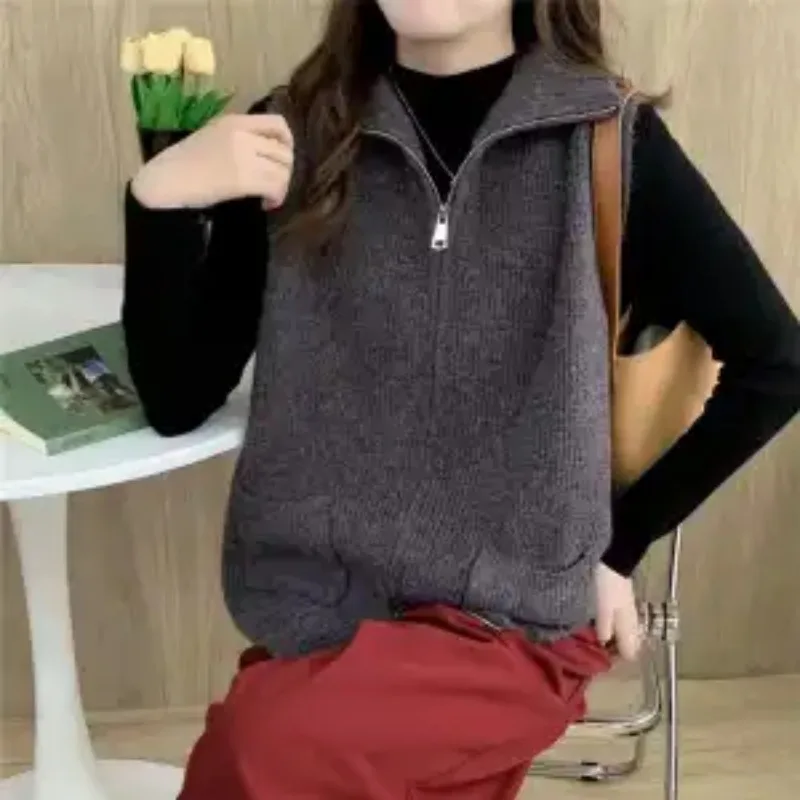 Bild 5: Pullover Weste Gestrickte Doppelreißverschluss Weste Jacke Retro Design Neue Stil Top