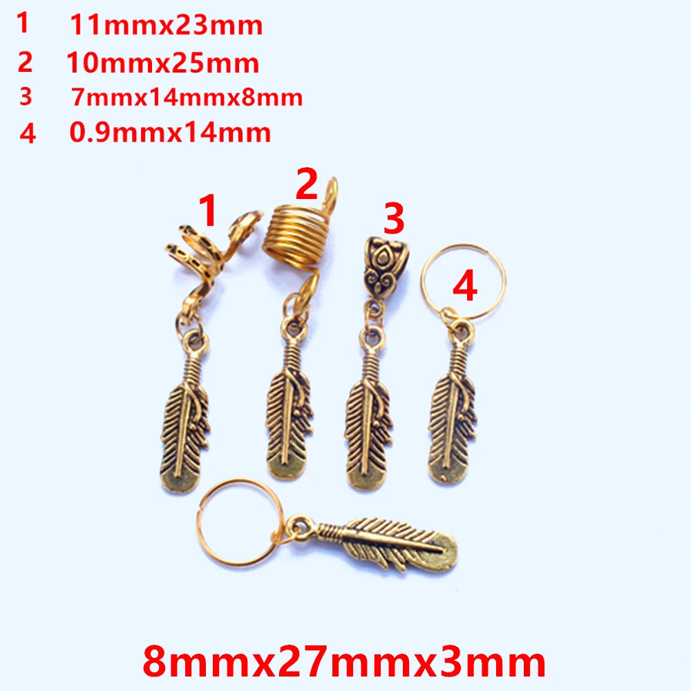 5pcs/set život strom půvab vlasy klipů zlatý spirála vlásenky pro vlasy copánky dreadlock korále jaro kroužky peří vlasy šperků