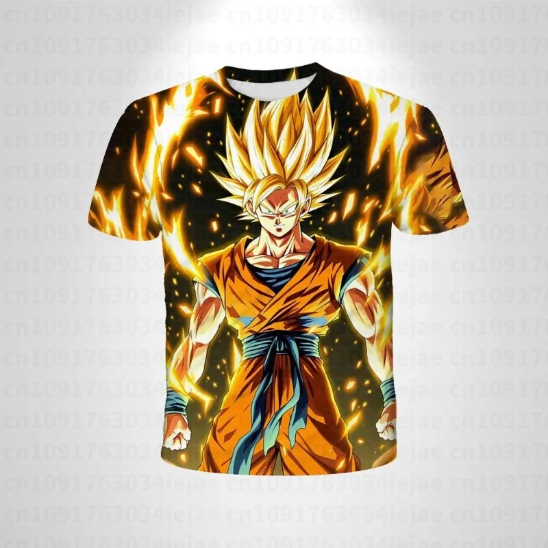 2026 Anime Super Saiyan Dragon Ball Z Goku Boys CosPlay T-shirt Orange Men's T-shirt Breathable Cool Clothing Boys Gift - view 2