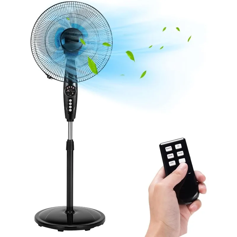 

DORTALA Pedestal Fan Dual Blades, 18 Inches Oscillating Fan with Timer & Adjustable Height, Electric Fan with Remote Control