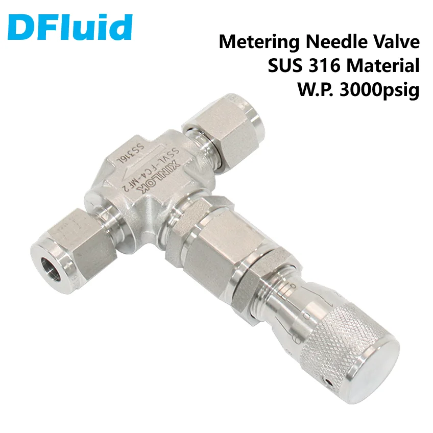 Stainless Steel 316 Metering Needle Valve Flow Regulating 3000psig 1/8