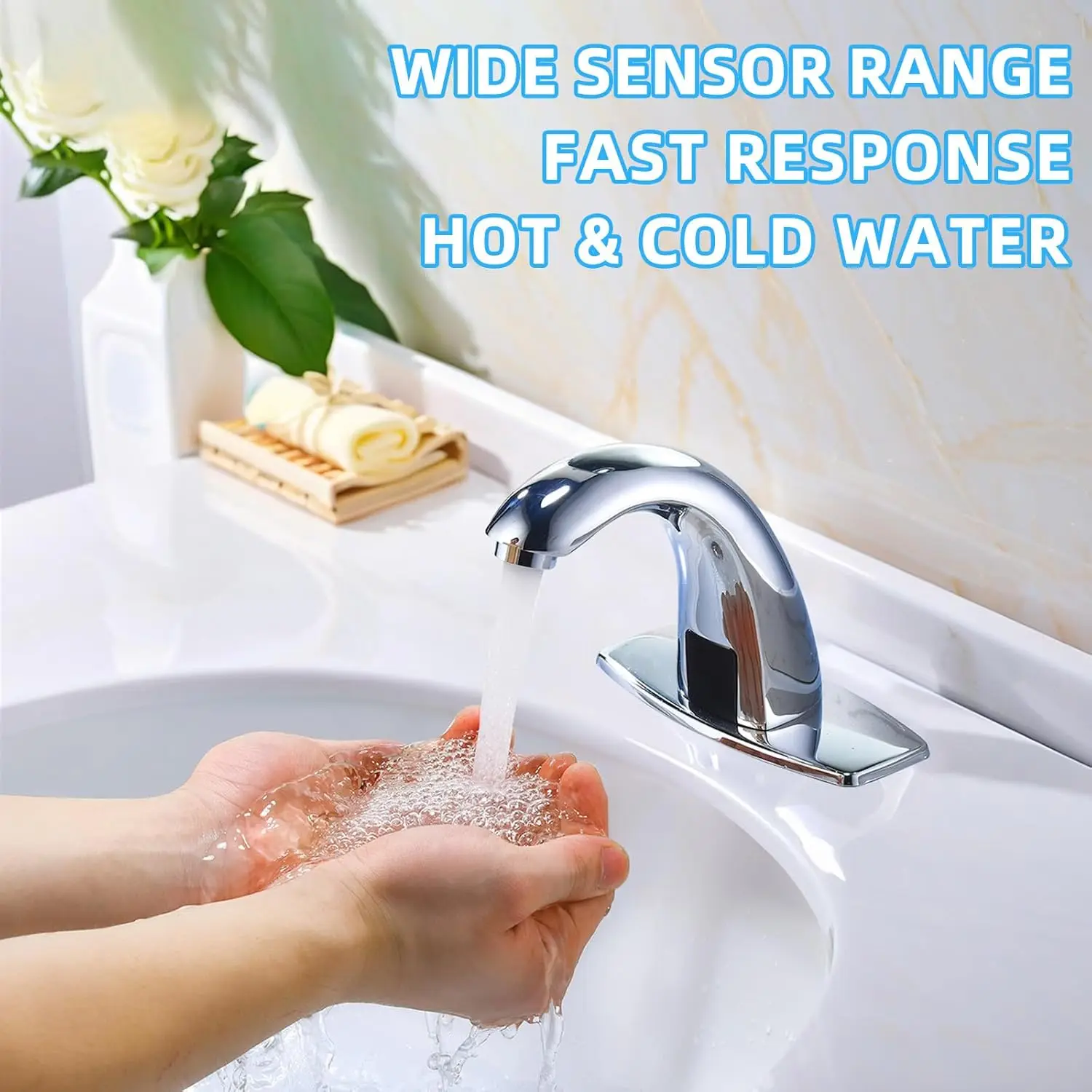 Non-contact bathroom faucet - Automatic sensor faucet, bathroom sink, hot and cold water